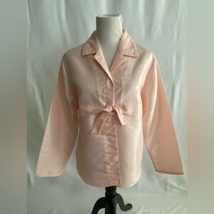 Preston & York Top Women’s 14 Pink Long Sleeve Front Tie Polyester/Nylon Blend